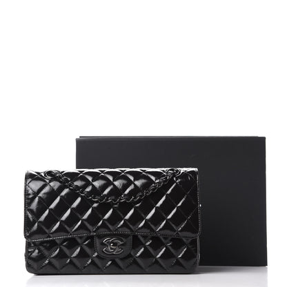 Chanel Shiny Crumpled Calfskin Quilted Medium Double Flap So Black 11 of 11