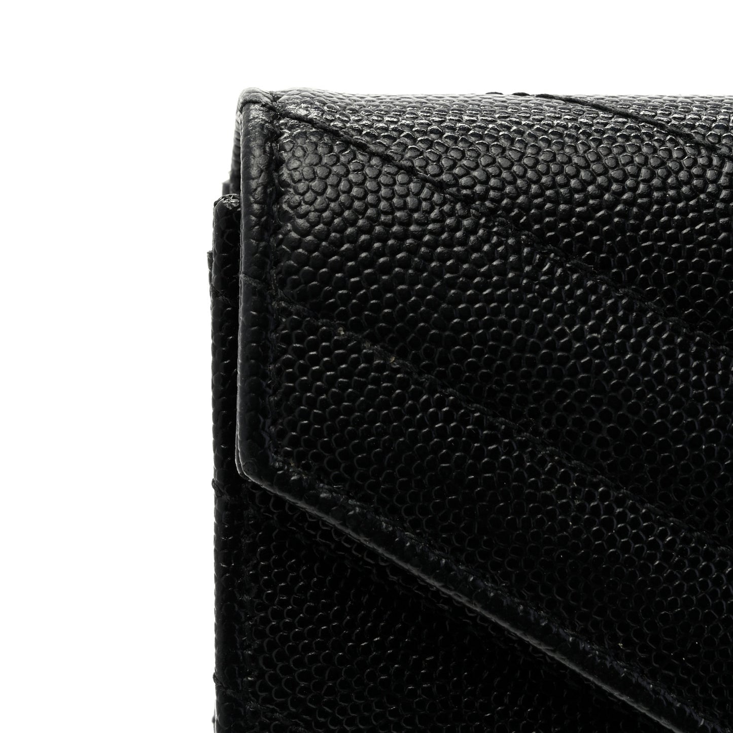 Grain De Poudre Matelasse Chevron Small Monogram Envelope Wallet Black