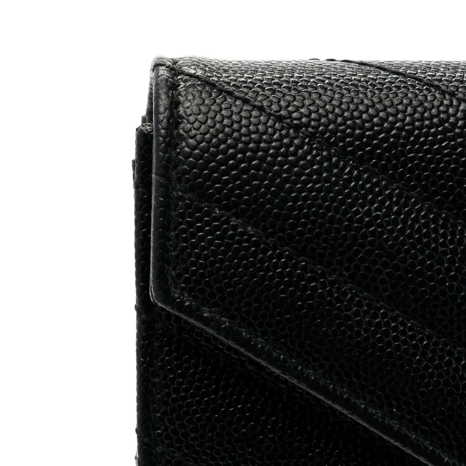 Saint Laurent Grain De Poudre Matelasse Chevron Small Monogram Envelope Wallet Black 8 of 10