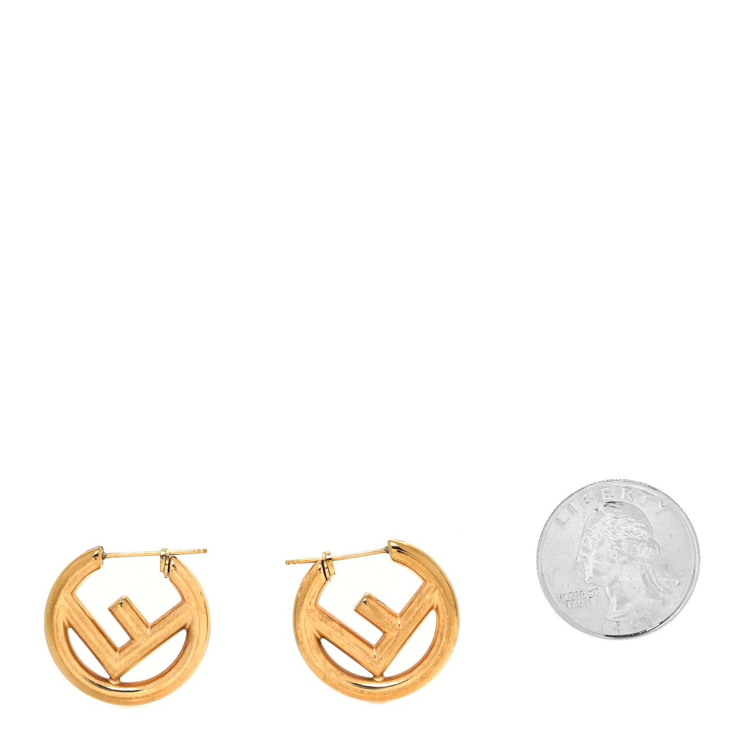 Fendi Metal FF Hoop Earrings Gold 2 of 5