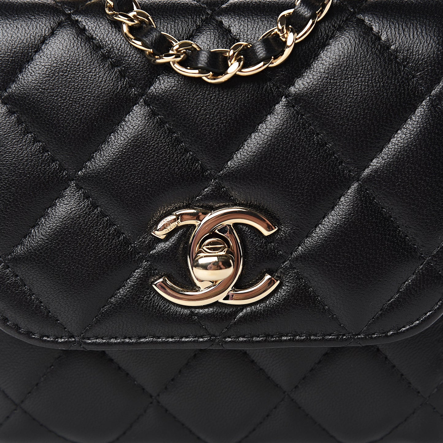 Lambskin Quilted Mini Trendy CC Chain Wallet Black