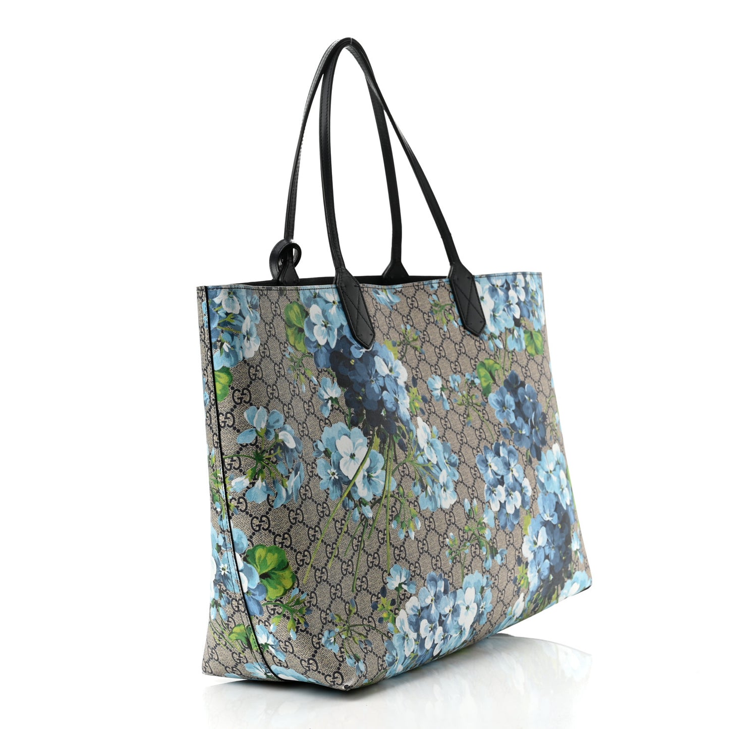 GG Supreme Monogram Blooms Large Reversible Tote Beige Blue Navy