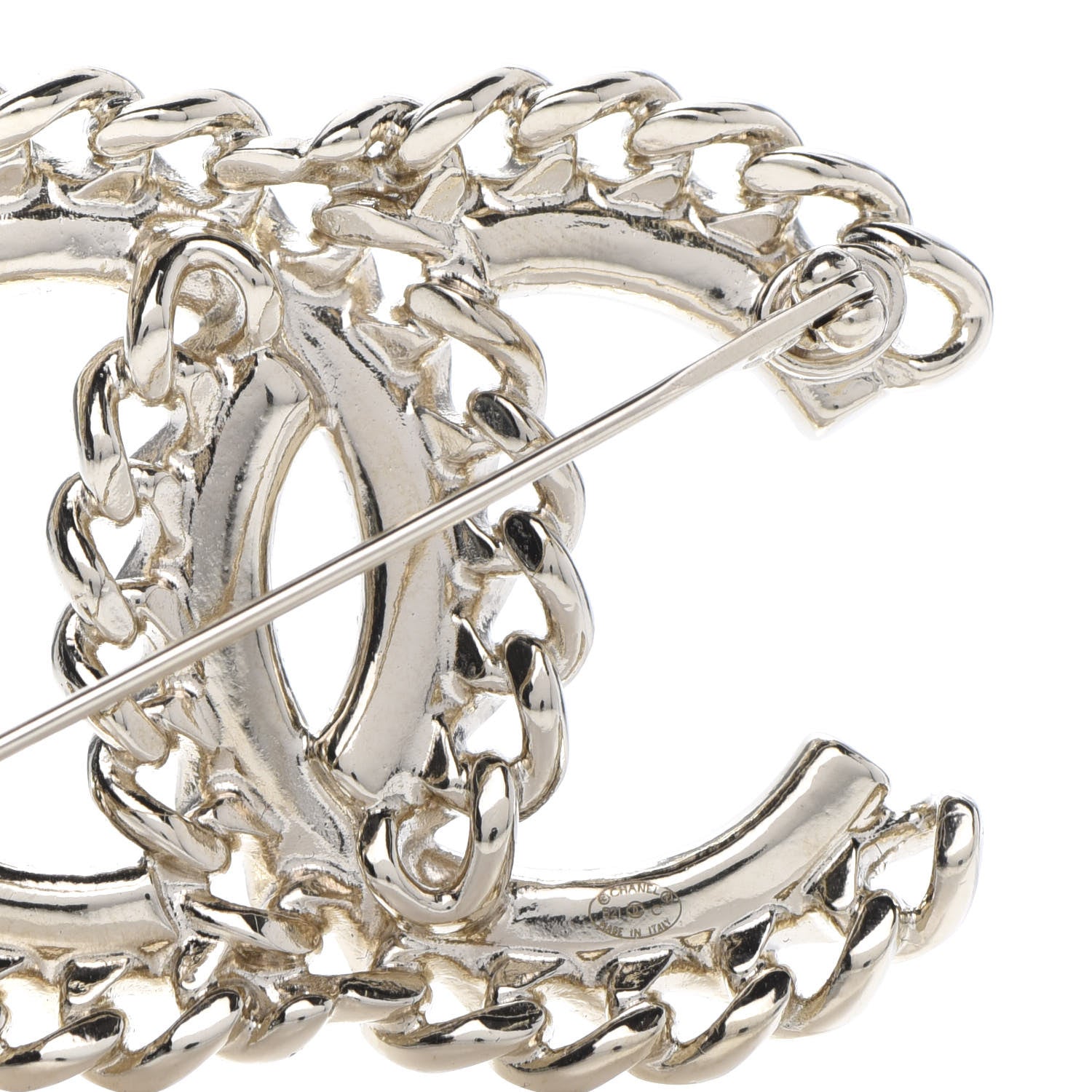Chanel Crystal Chain CC Brooch Gold 4 of 5