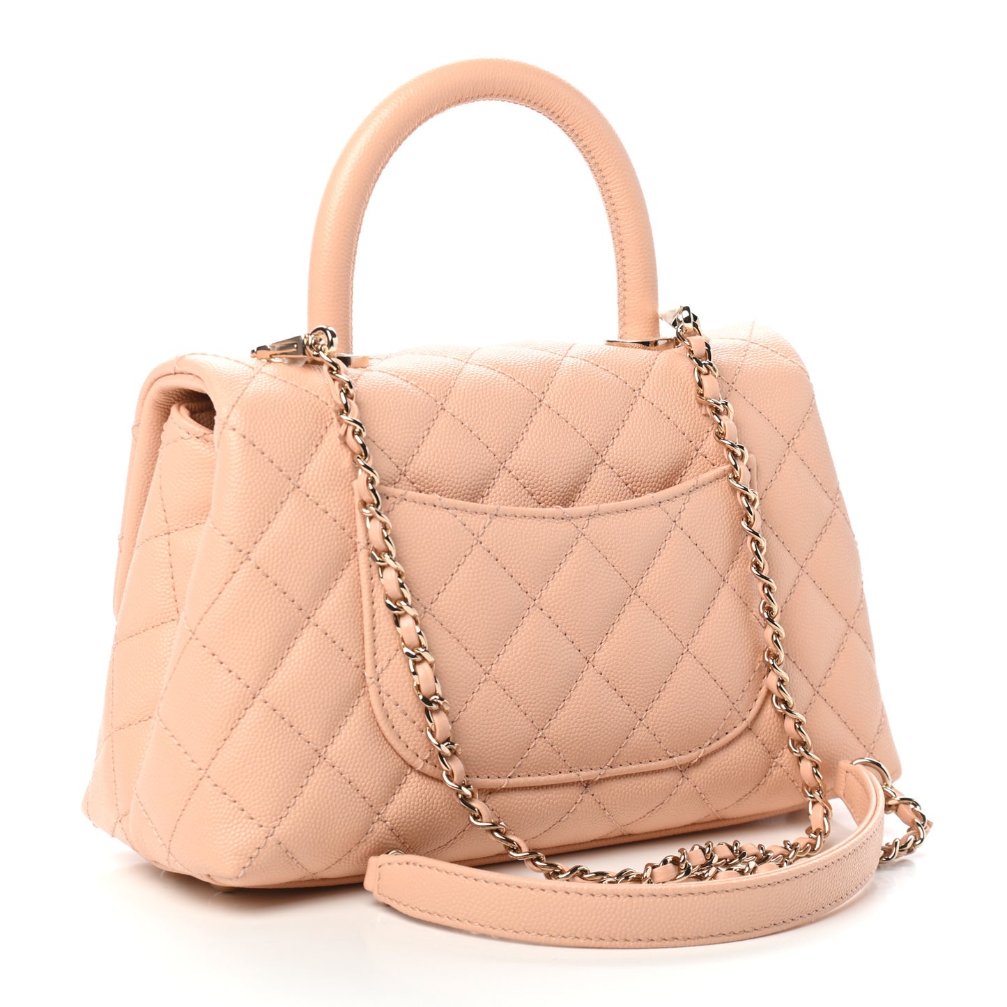 Caviar Quilted Mini Coco Handle Flap Light Pink