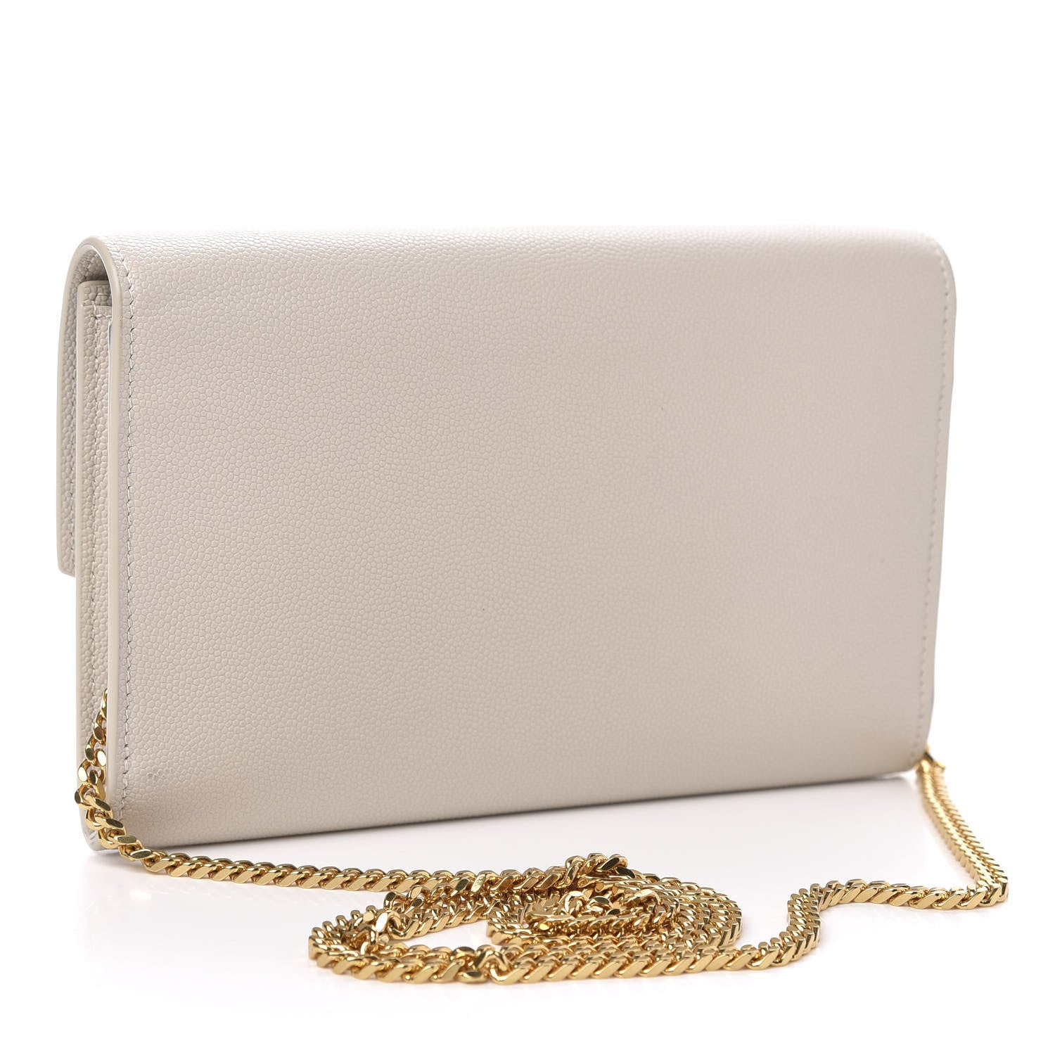 Saint Laurent Grain De Poudre Monogram Uptown Chain Wallet Dark Latte 3 of 12