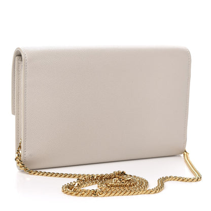 Saint Laurent Grain De Poudre Monogram Uptown Chain Wallet Dark Latte 3 of 12