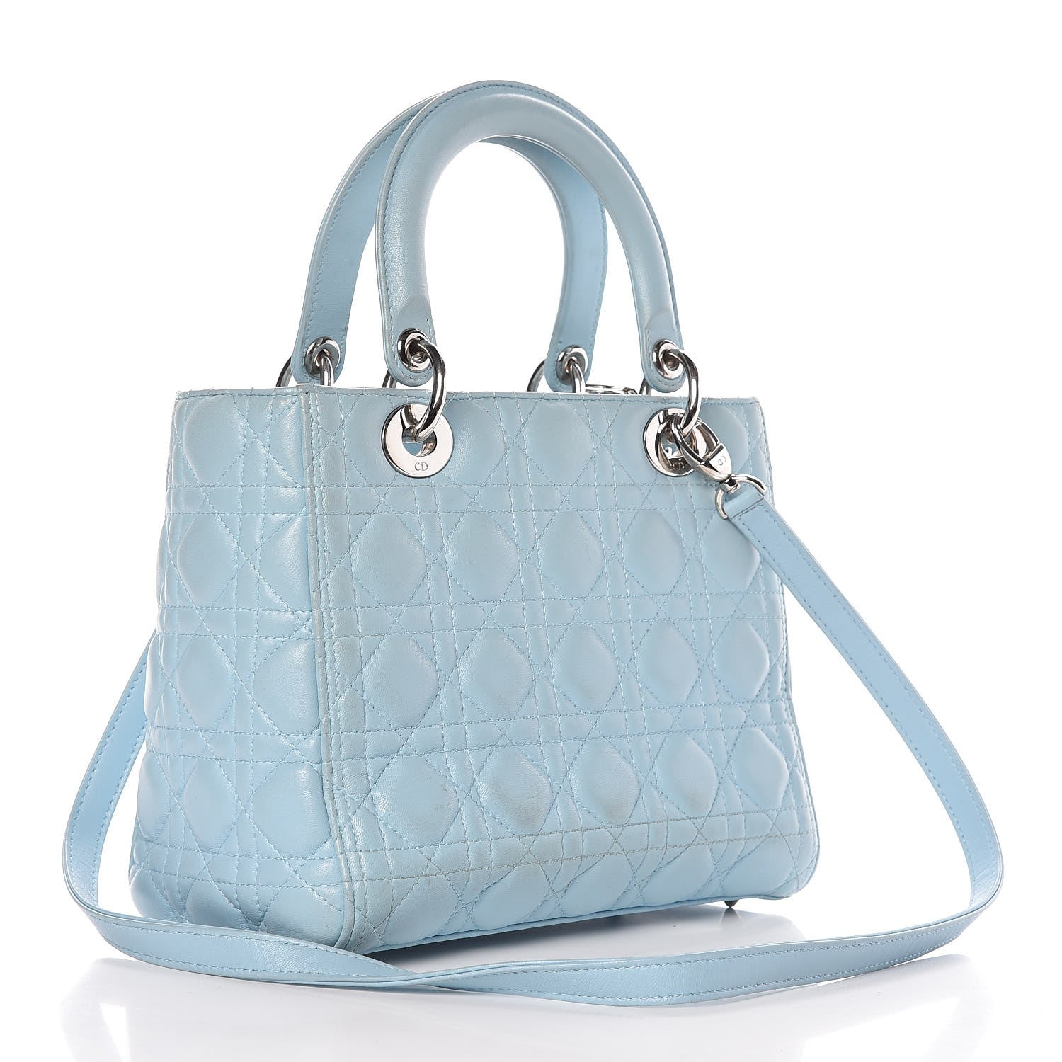 Christian Dior Lambskin Cannage Medium Lady Dior Light Blue 3 of 12