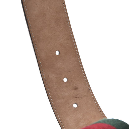 Gucci Nylon Calfskin Double G Web 40mm Belt 80 32 Green Red Cuir 5 of 5