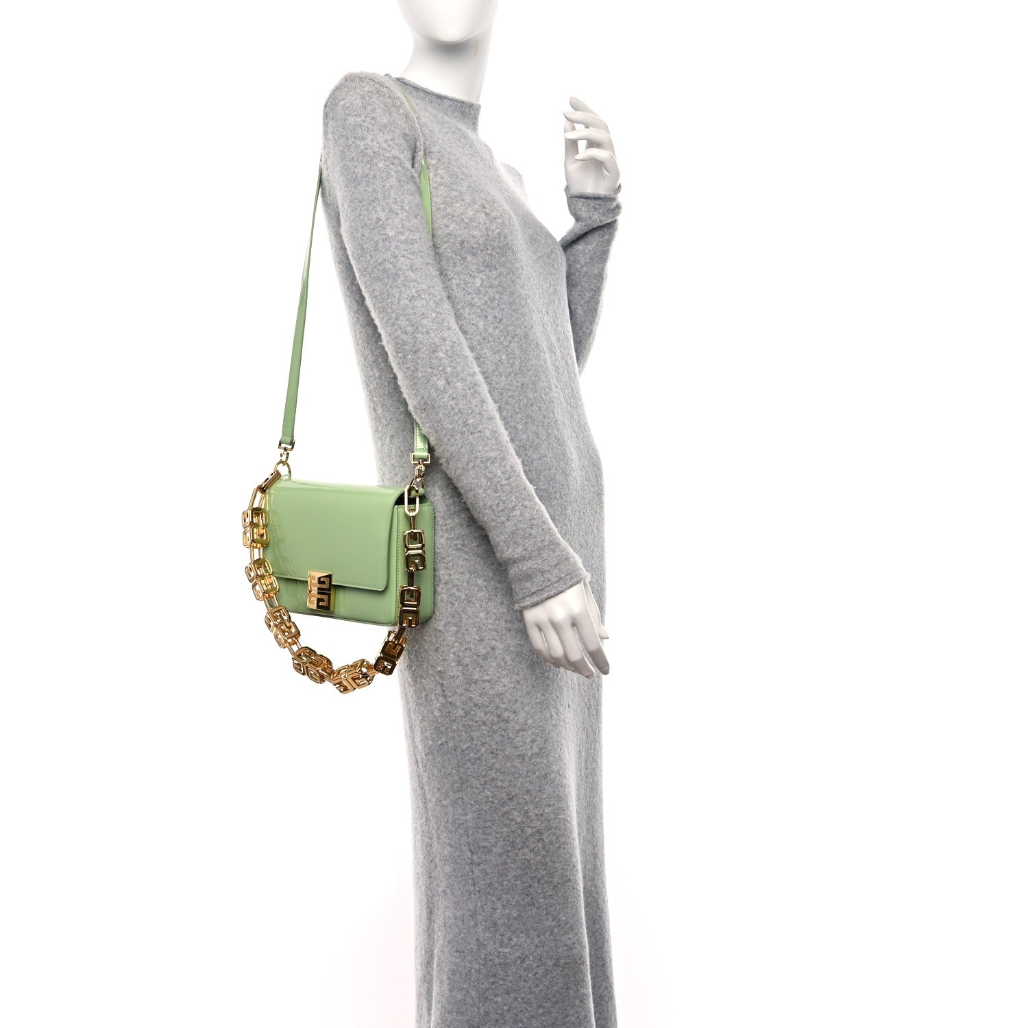 Givenchy Box Calfskin Medium 4G Cube Chain Shoulder Bag Pistachio 2 of 12