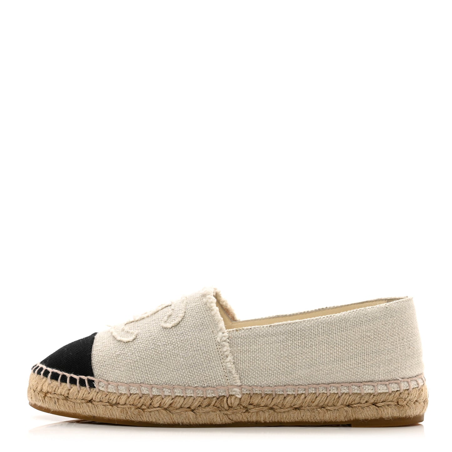 Linen CC Espadrilles 38 Beige Black