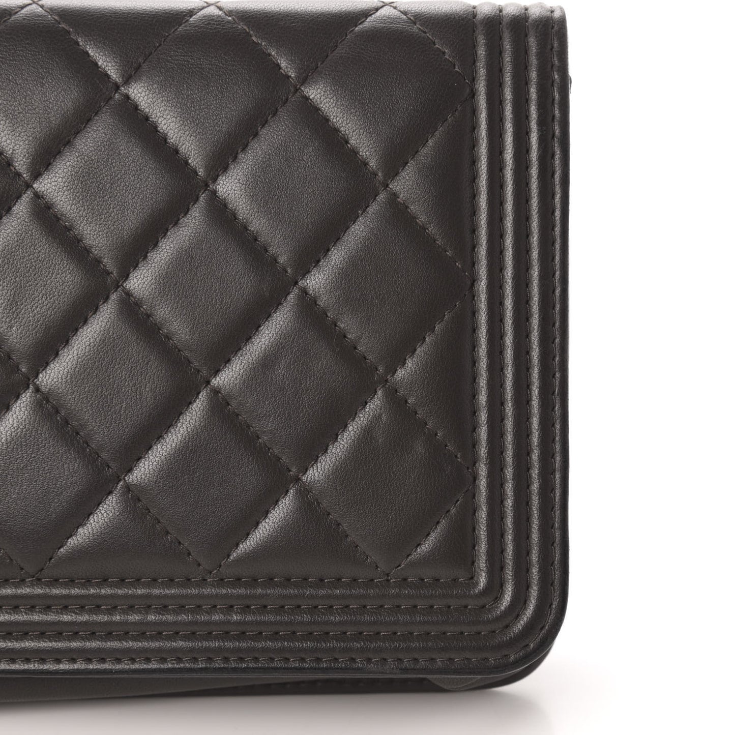 Lambskin Quilted Boy Wallet On Chain WOC Grey