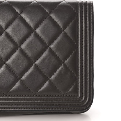 Chanel Lambskin Quilted Boy Wallet On Chain WOC Grey 11 of 12