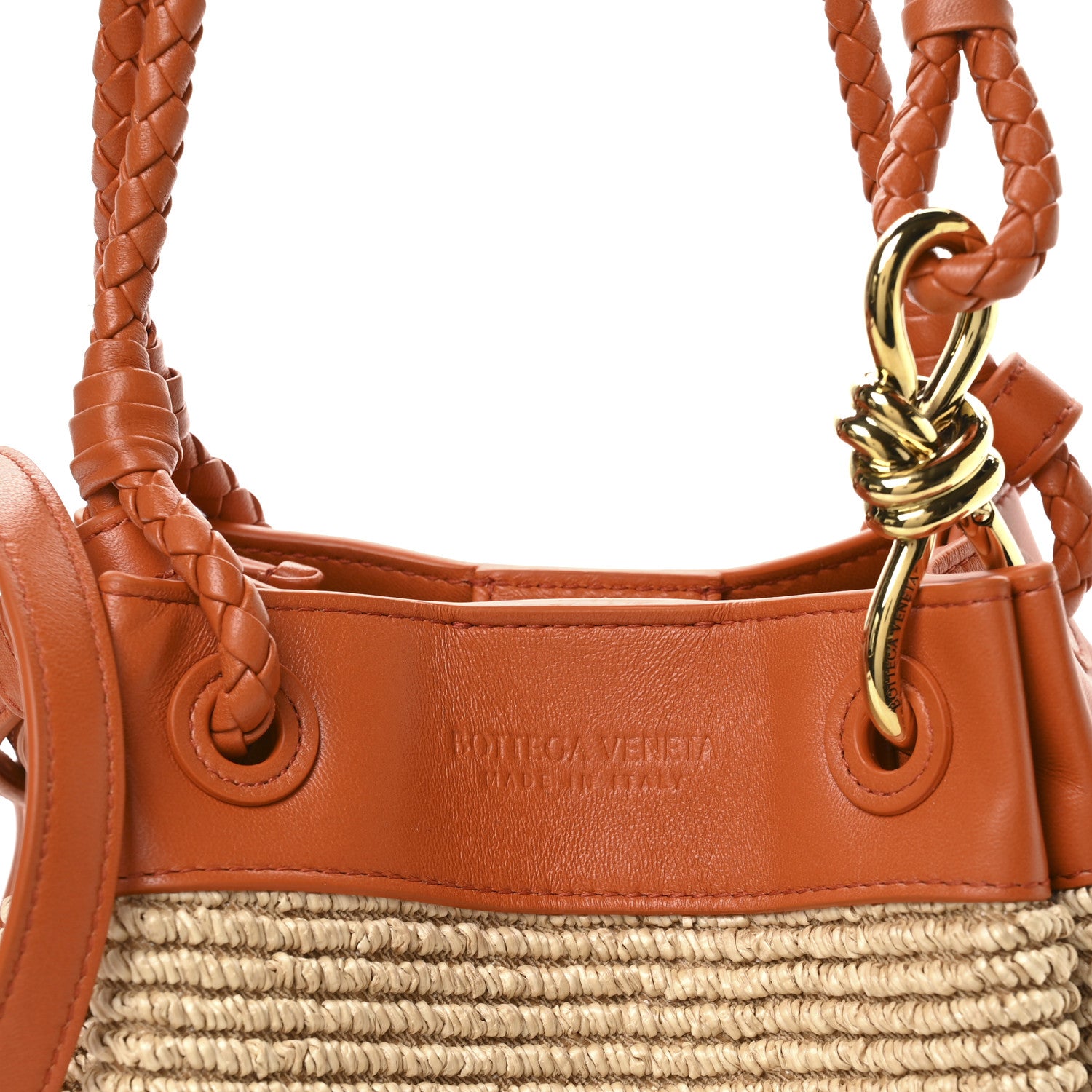 Bottega Veneta Raffia Nappa Small Parachute Shoulder Bag Natural Burned Orange 7 of 10