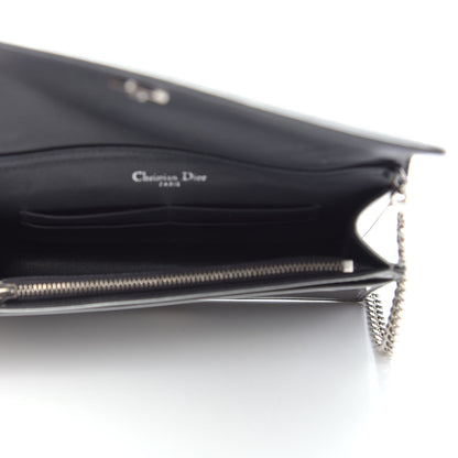 Christian Dior Metallic Patent Micro-Cannage Diorama Wallet on Chain Pouch Silver 5 of 10