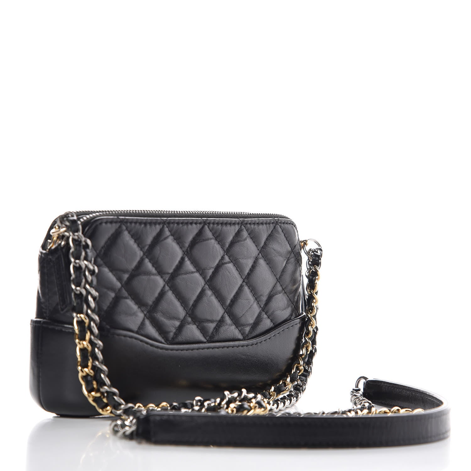 Chanel Aged Calfskin Quilted Small Gabrielle Clutch With Chain Black 4 of 14