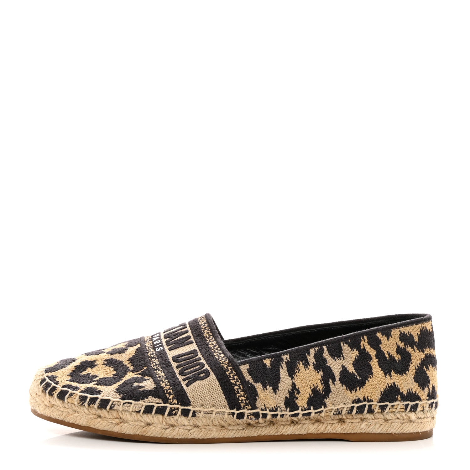Christian Dior Cotton Embroidered Leopard Print Granville Espadrille 40.5 Natural 1 of 8