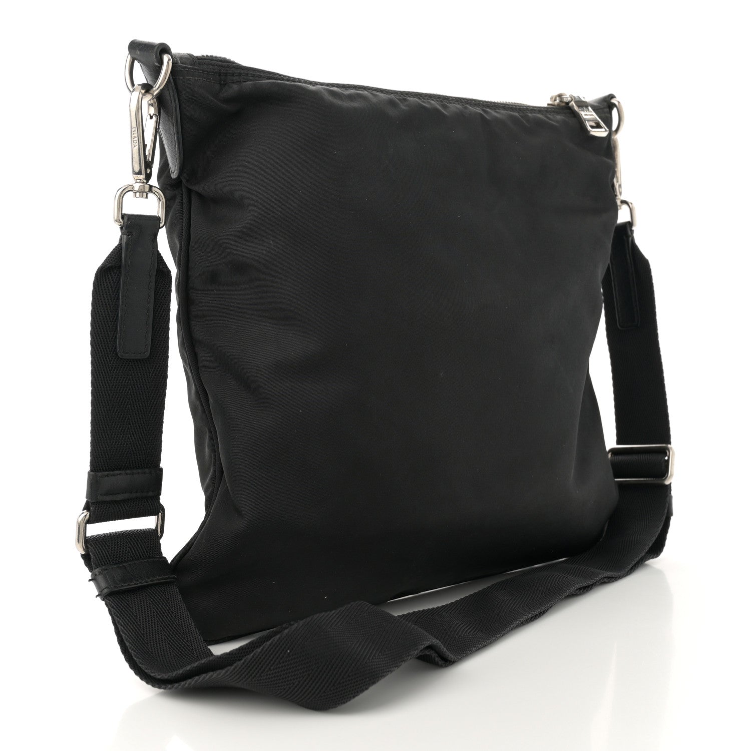 Prada Nylon Flat Messenger Bag Black 4 of 14