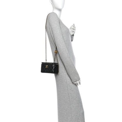 Chanel Lambskin Quilted Pearl Crush Small Vanity Case With Chain Black 2 of 15