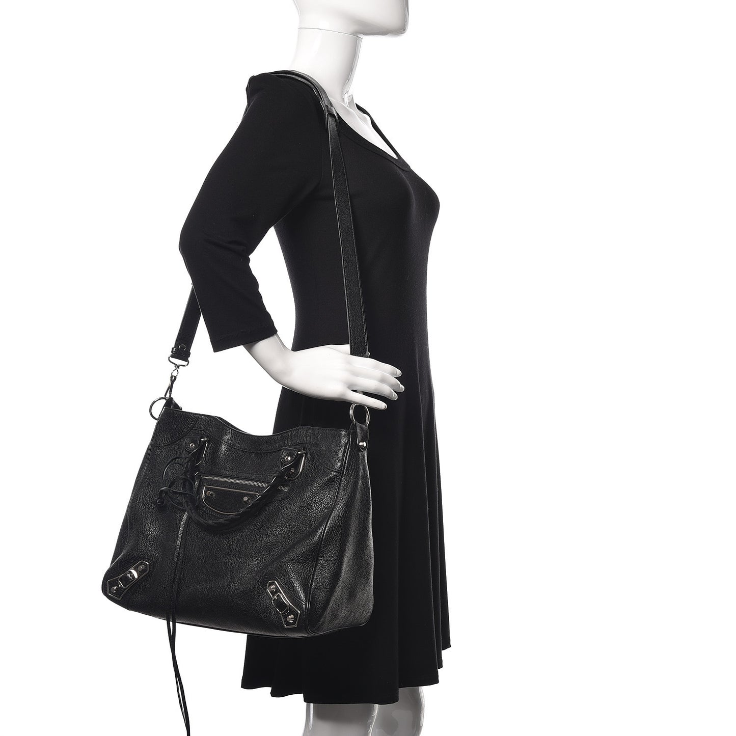 Chevre Silver Metallic Edge Hardware Velo Black