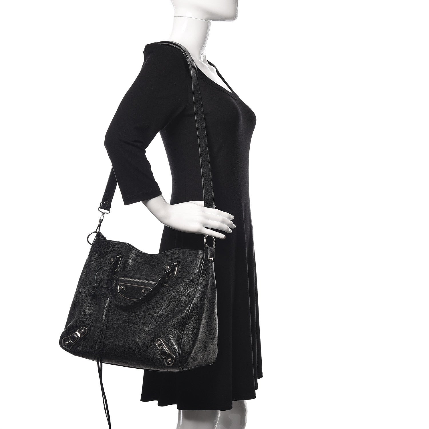 Balenciaga Chevre Silver Metallic Edge Hardware Velo Black 2 of 12