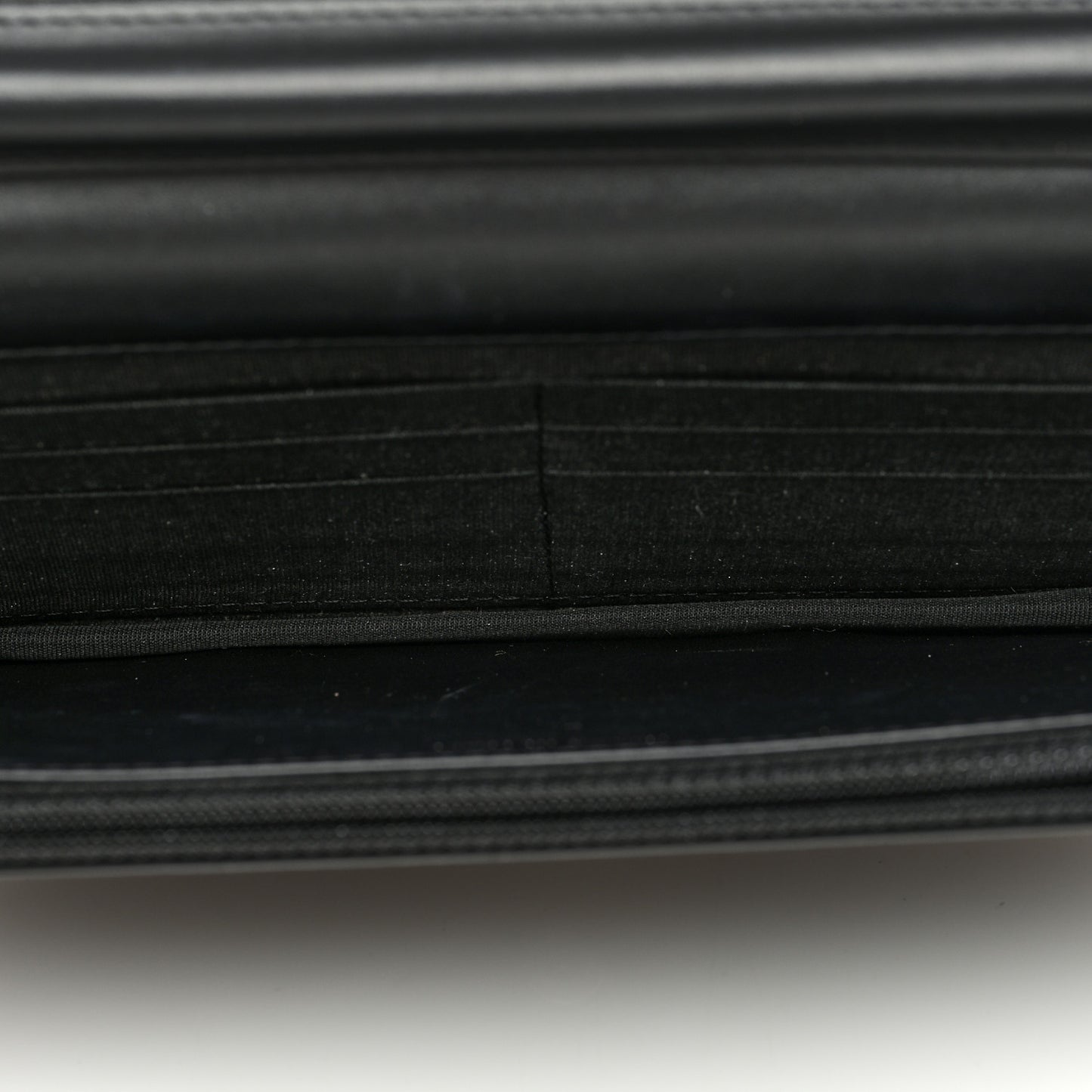 Patent Calfskin Quilted Boy Wallet On Chain WOC Black
