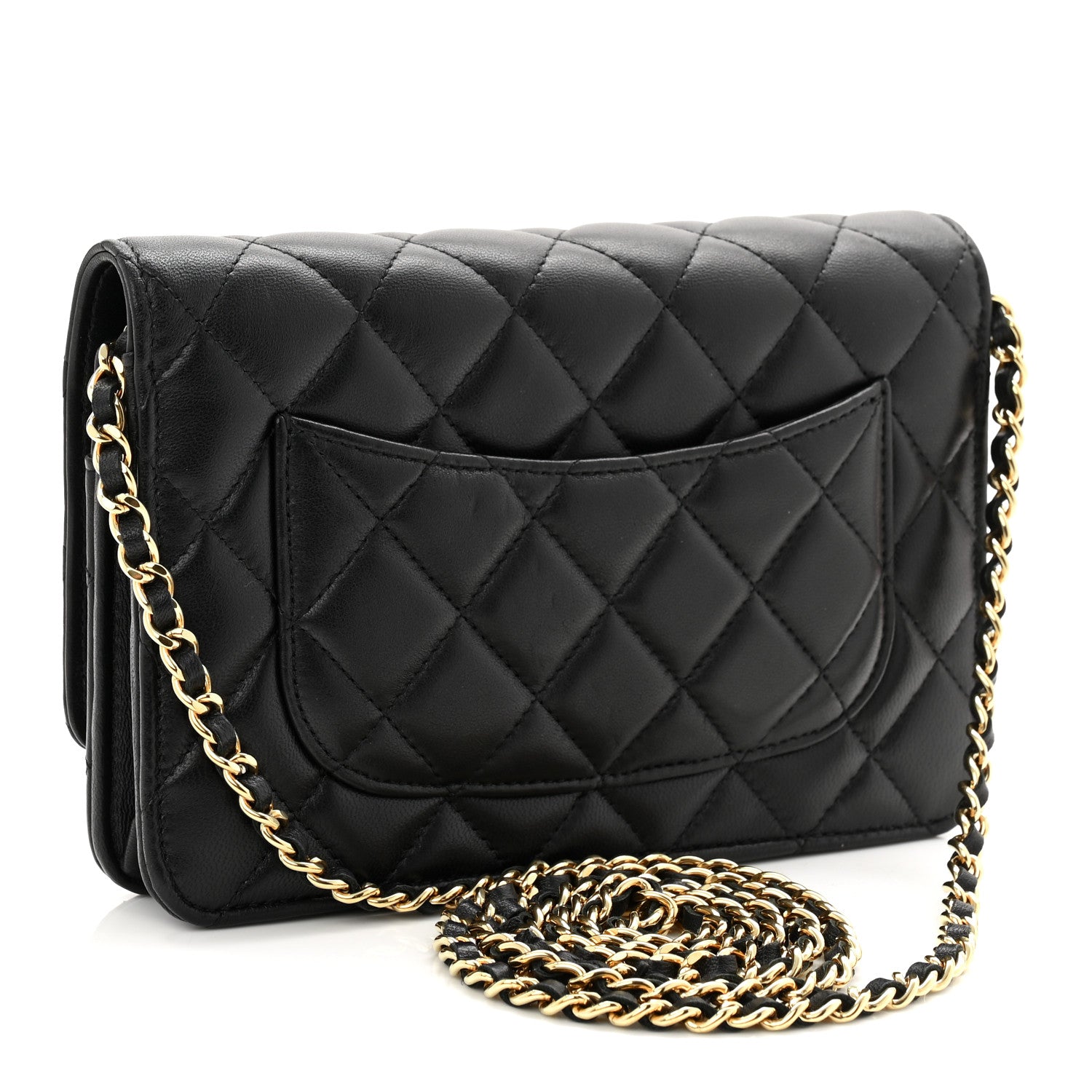 Chanel Lambskin Quilted Wallet On Chain WOC Black 3 of 12