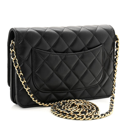Chanel Lambskin Quilted Wallet On Chain WOC Black 3 of 12