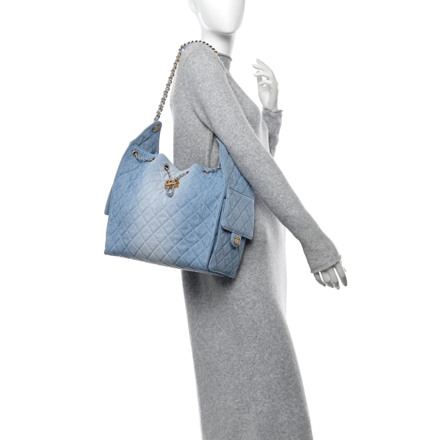 Chanel Washed Denim Quilted Medium Chanel 25 Handbag Blue 2 of 11