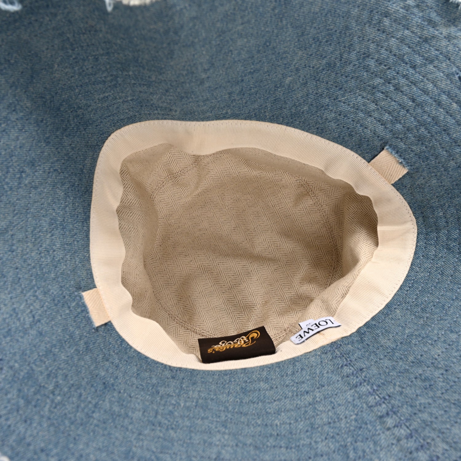 Loewe X PAULA'S IBIZA Denim Frayed Fisherman Bucket Hat 58 Blue 7 of 9