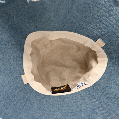 Loewe X PAULA'S IBIZA Denim Frayed Fisherman Bucket Hat 58 Blue 7 of 9