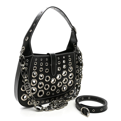 Gucci Calfskin Ha Ha Ha Jackie 1961 Eyelet Hobo Black 3 of 9