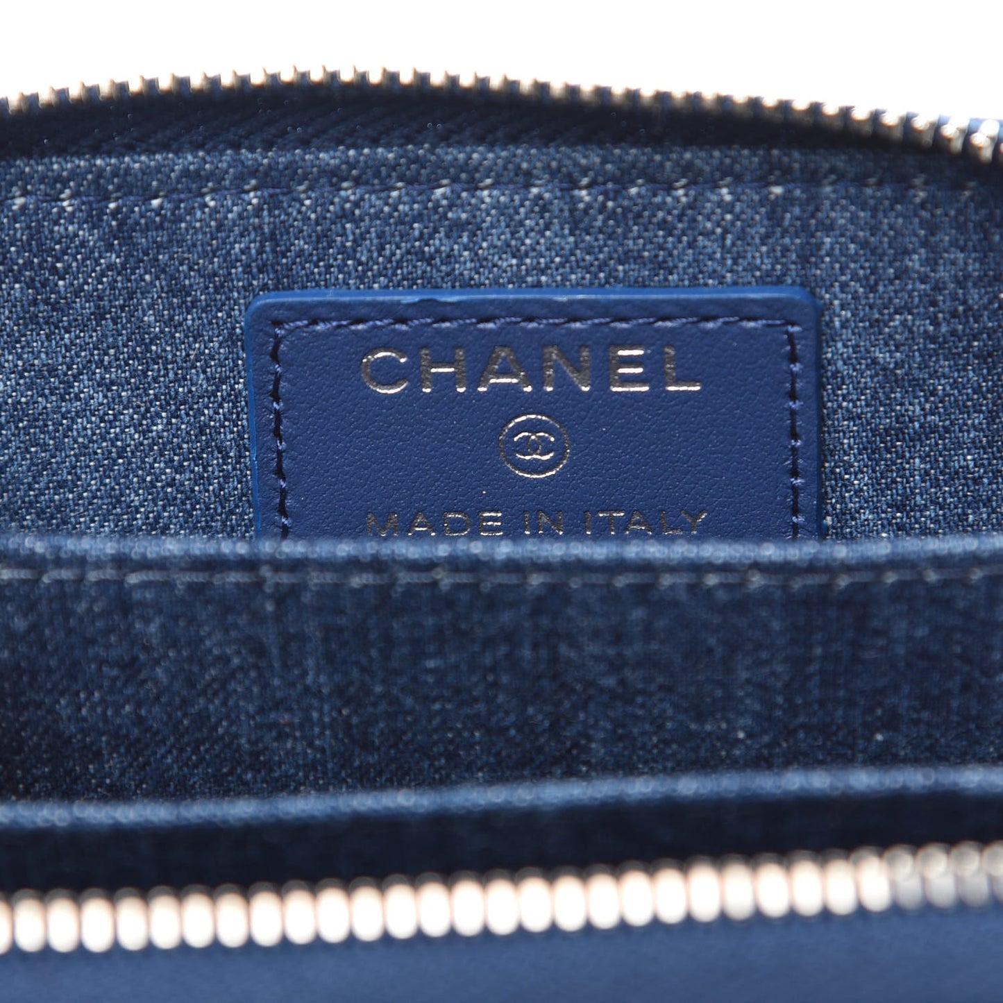 Denim Quilted Zip Coin Purse Blue
