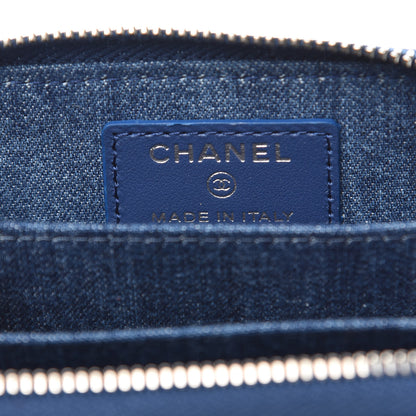 Chanel Denim Quilted Zip Coin Purse Blue 7 of 9