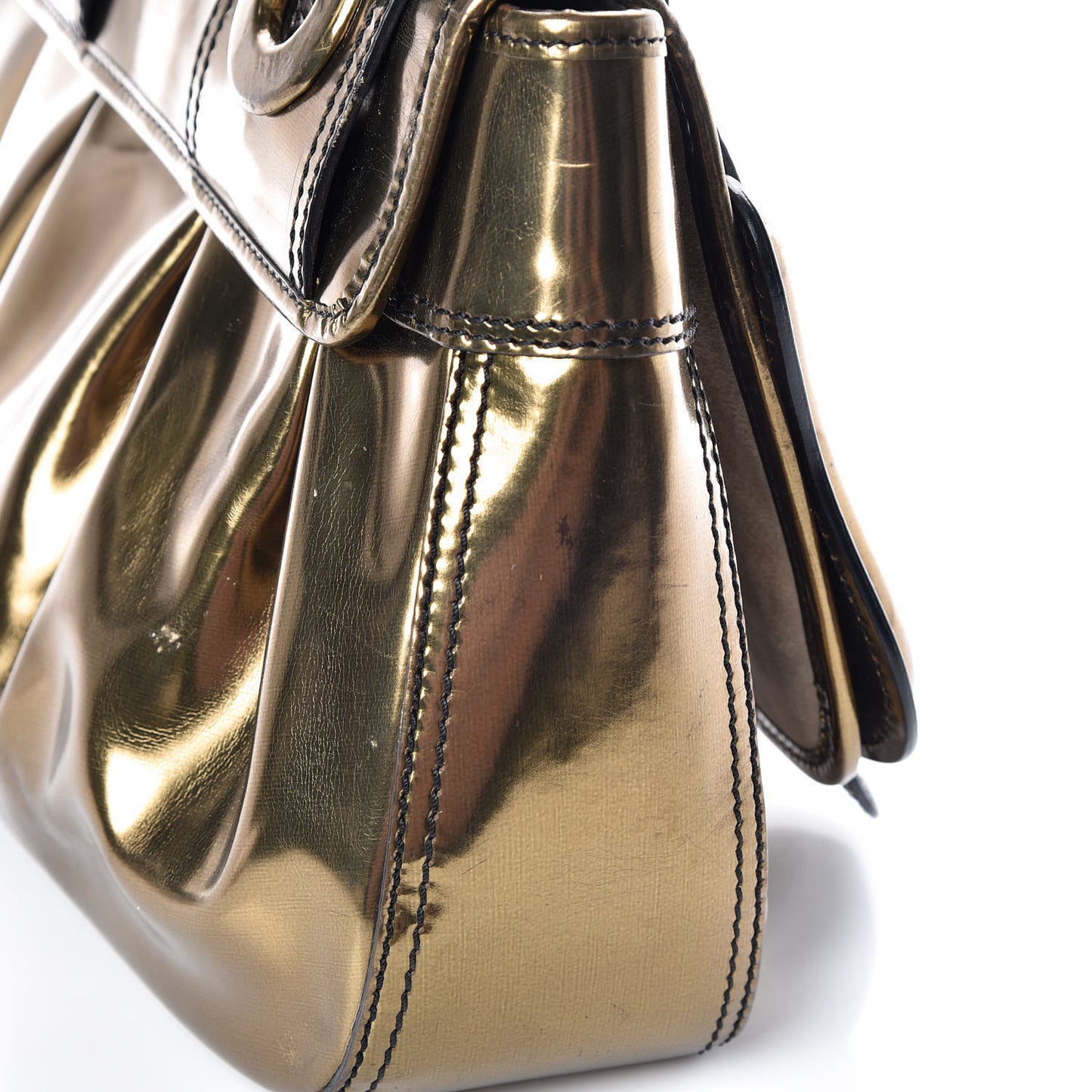 Patent Calfskin B Bag Gold