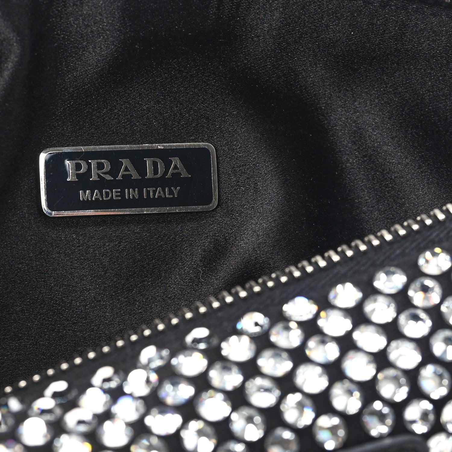 Prada Satin Crystal Triangle Pouch Cristal 6 of 9