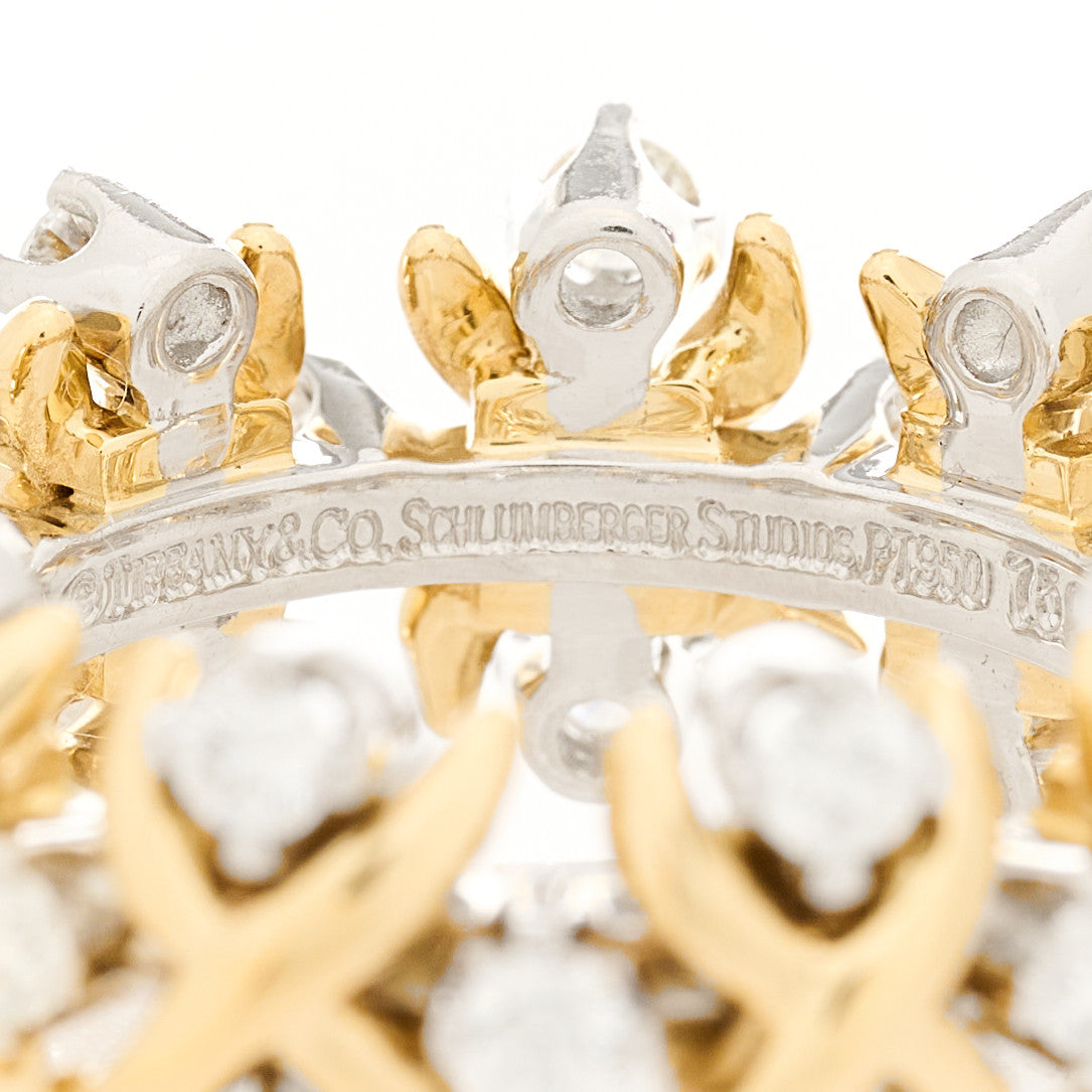 Platinum 18K Yellow Gold Diamond Schlumberger Lynn Ring 49 5