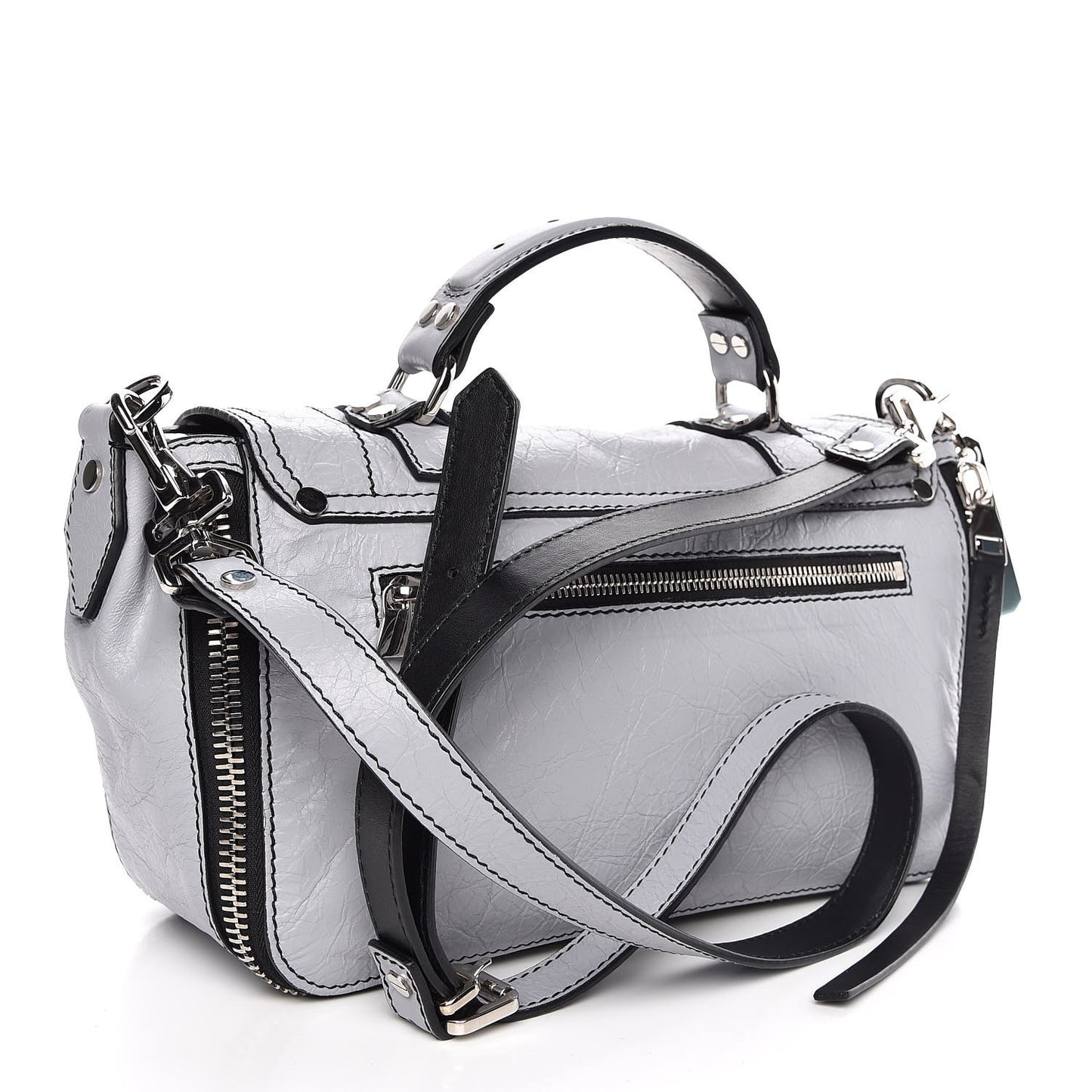 Paper Lambskin Medium PS1 Plus Zip Satchel Dove Grey