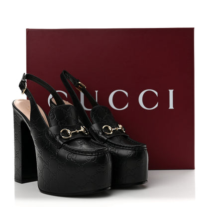 Gucci Guccissima Horsebit Platform 70/160mm Slingback Mules 38.5 Black 10 of 10
