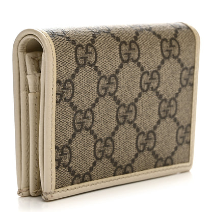 Gucci GG Supreme Monogram Azalea Calfskin Horsebit 1955 Card Case Wallet Beige Ebony Mystic White 3 of 7