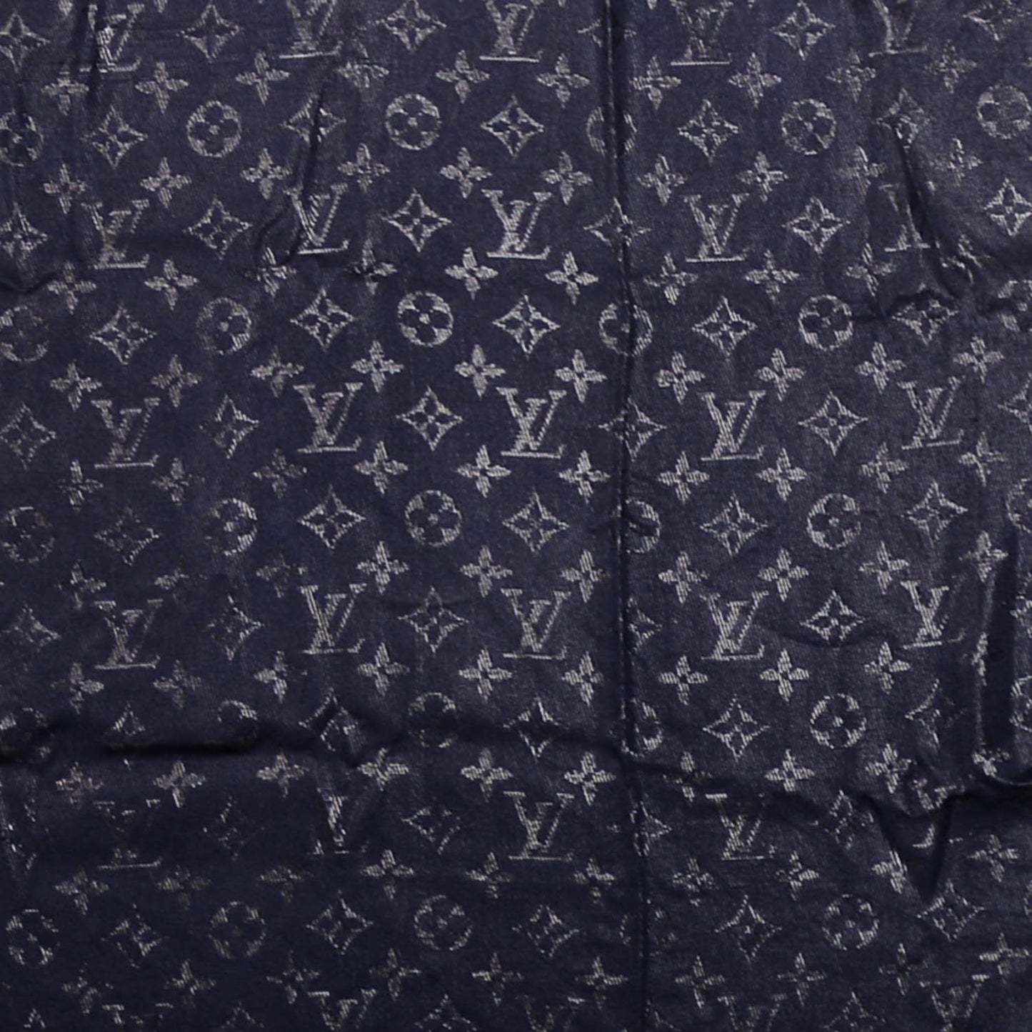 Silk Lurex Wool Monogram Shine Shawl Navy