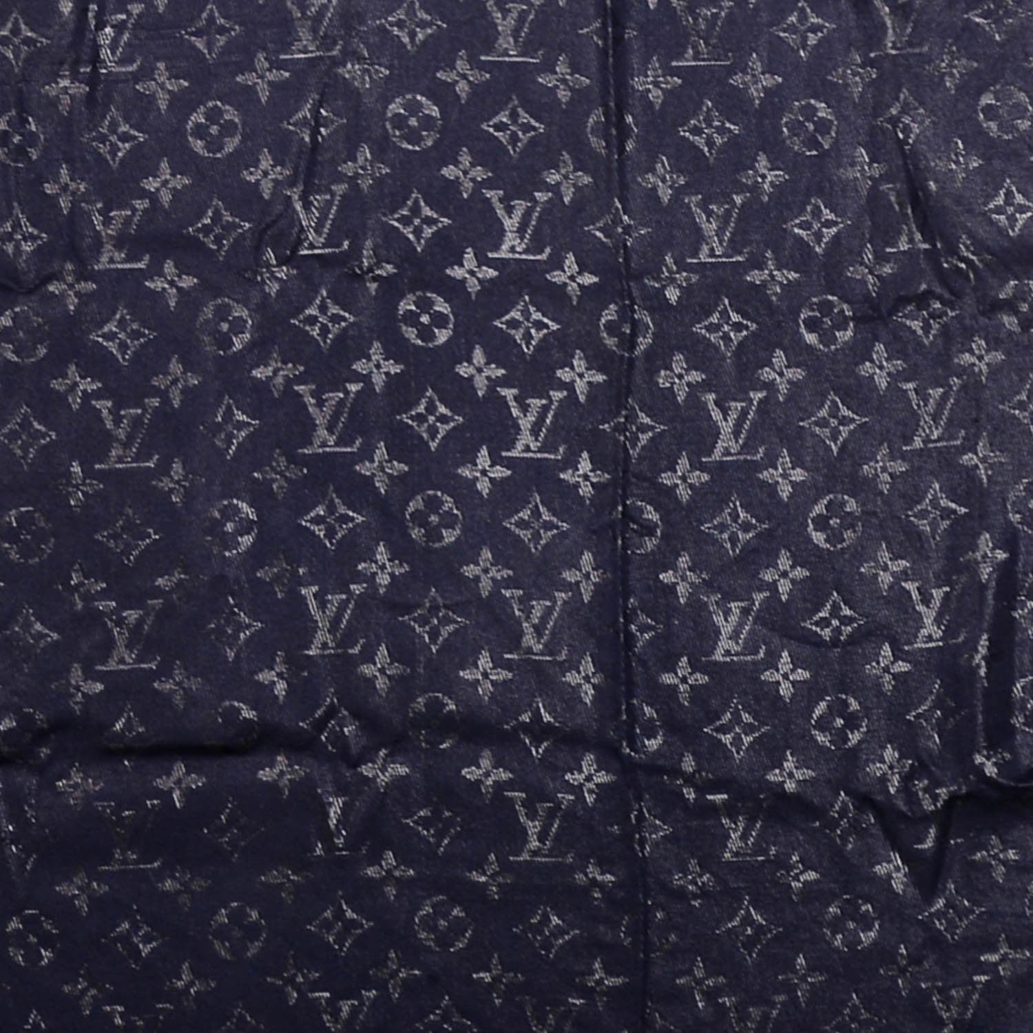 Louis Vuitton Silk Lurex Wool Monogram Shine Shawl Navy 1 of 4