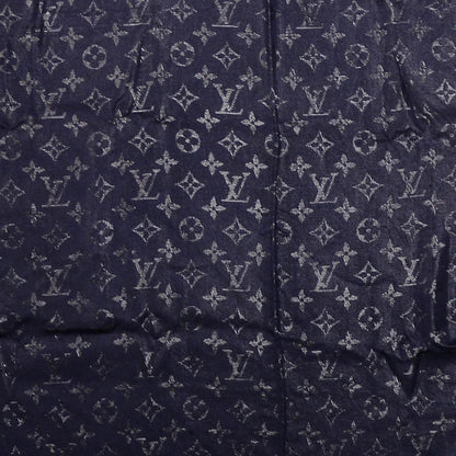Louis Vuitton Silk Lurex Wool Monogram Shine Shawl Navy 1 of 4