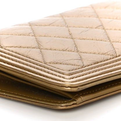 Chanel Metallic Aged Calfskin Quilted Boy Yen Wallet Gold 10 of 16