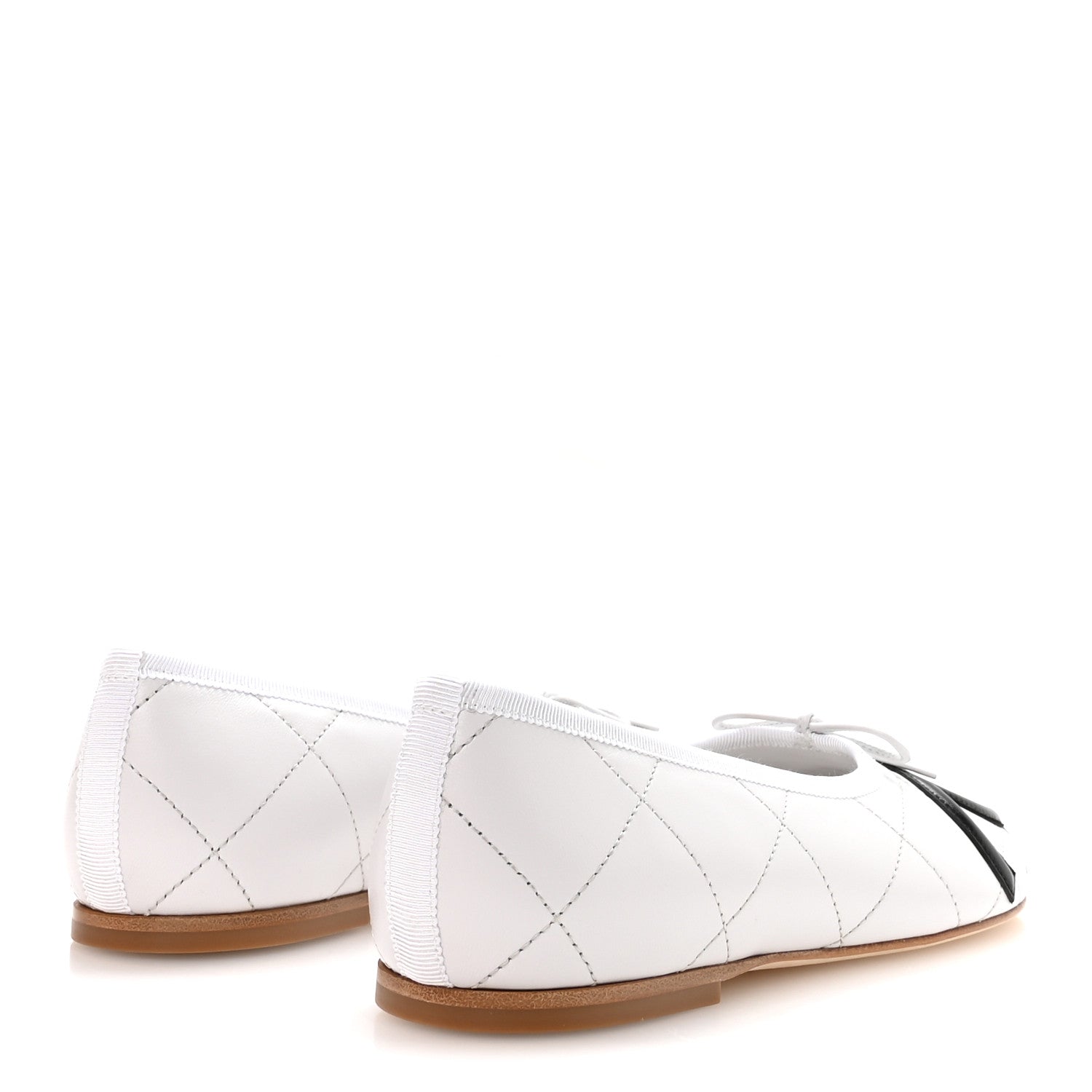 Chanel Lambskin Quilted CC Cambon Ballet Flats 39 White Black 5 of 9