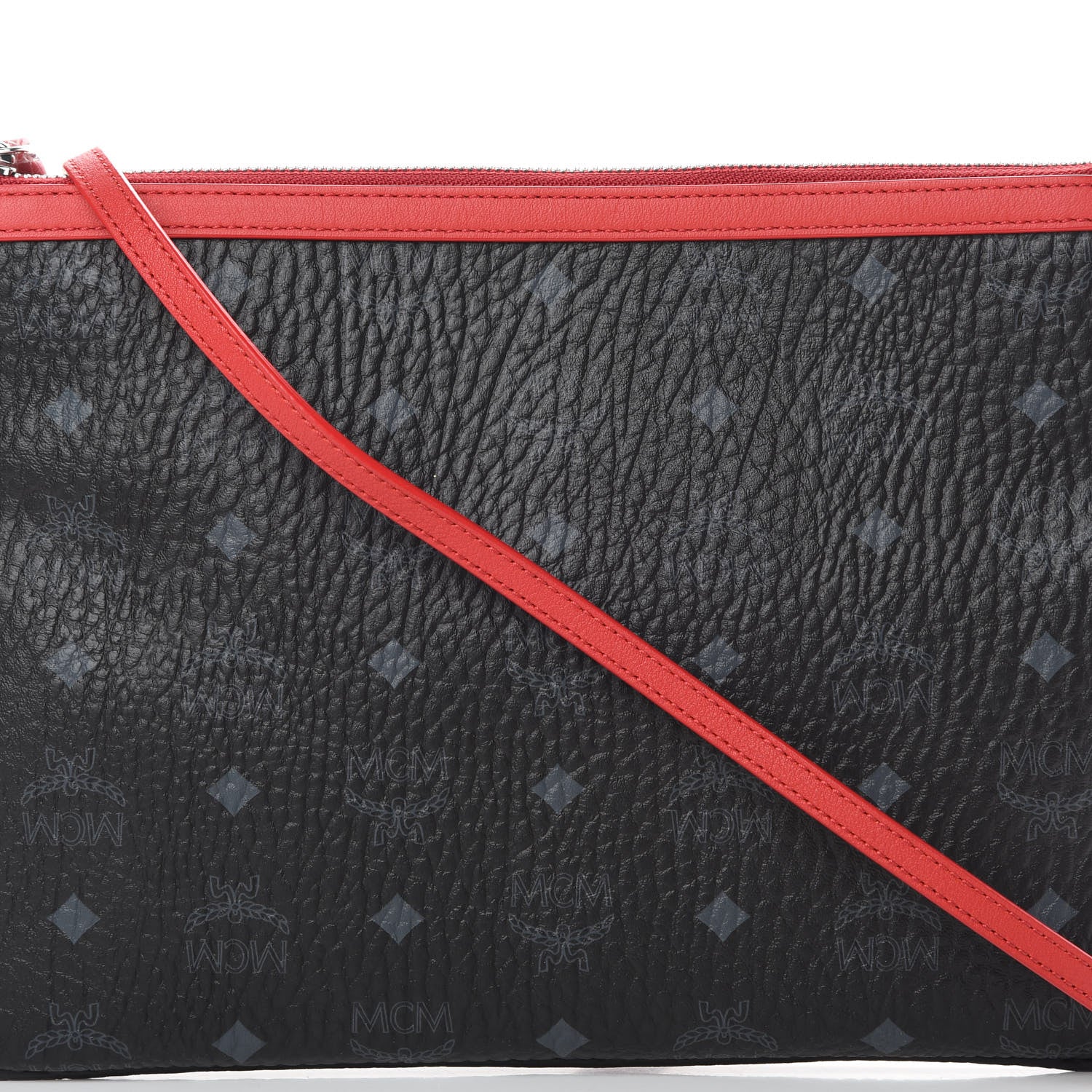MCM Visetos Crossbody Pouch Black Red 8 of 10