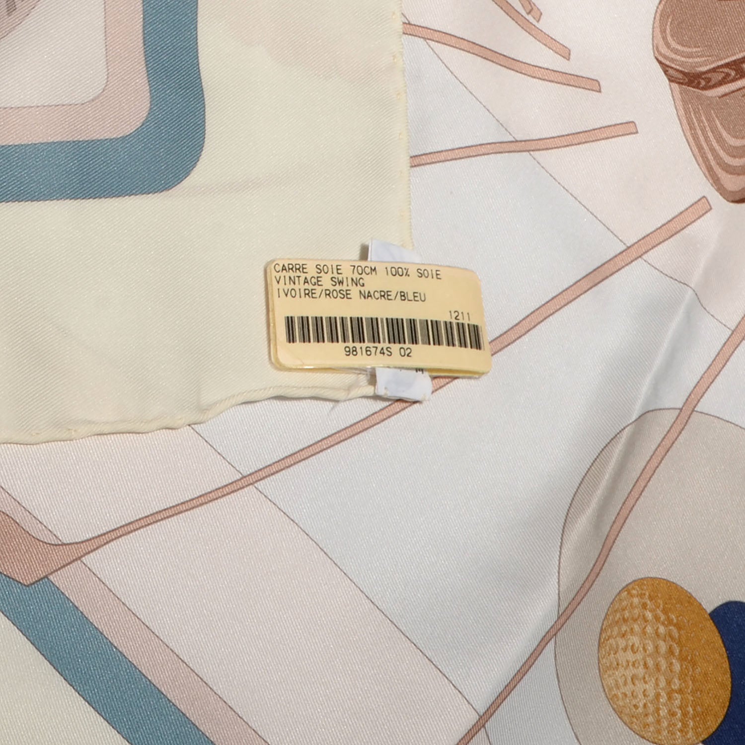Hermes Silk Swing Scarf 70 Ivory Rose Nacre Bleu 10 of 18