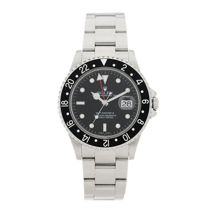 Rolex Stainless Steel 40mm Oyster Perpetual Date GMT Master II Watch Black 16710 1 of 4