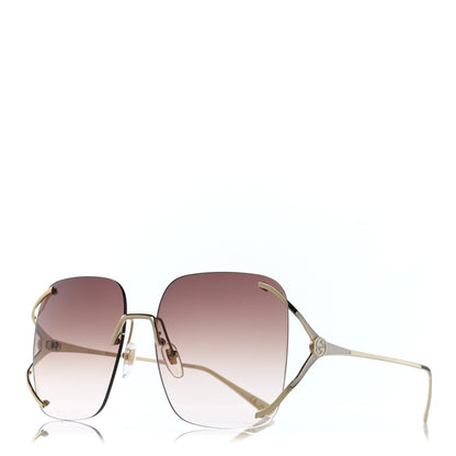Gucci Metal Oversized Sunglasses GG0646S Gold Brown 1 of 9
