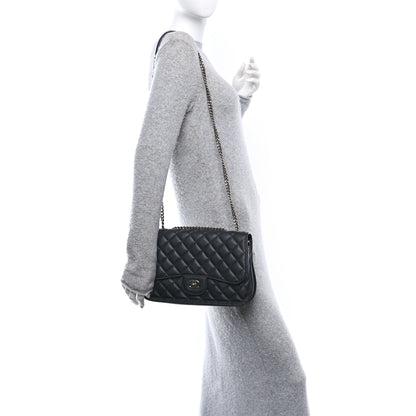 Chanel Metallic Goatskin Quilted Large Rock In Rome Flap Black 2 of 11