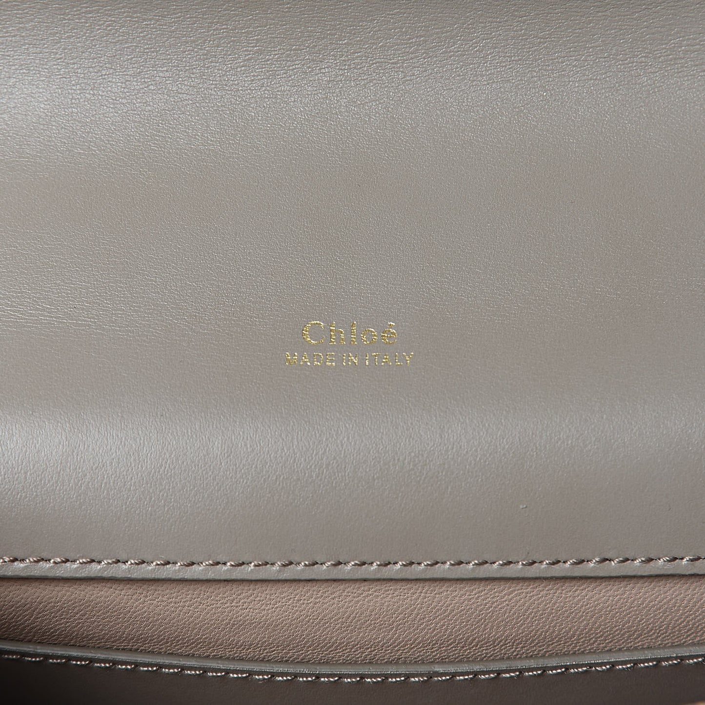 Shiny Goatskin Calfskin Aby Chain Shoulder Bag Motty Grey
